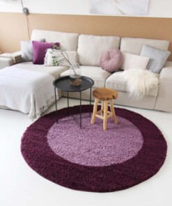 Tappeto rotondo a pelo lungo con bordo Shaggy Trend - Viola - sfeer