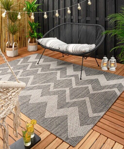 Tappeto zigzag da esterno Sunny - Grigio - sfeer