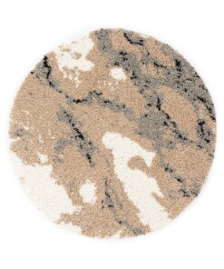 Tappeto rotondo a pelo lungo Marble Artisan - Beige - overzicht