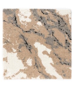 Tappeto quadrato a pelo lungo Marble Artisan - Beige - overzicht