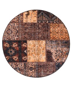 Tappeto rotondo Patchwork - Fade No.1 Oro/Marrone - overzicht boven