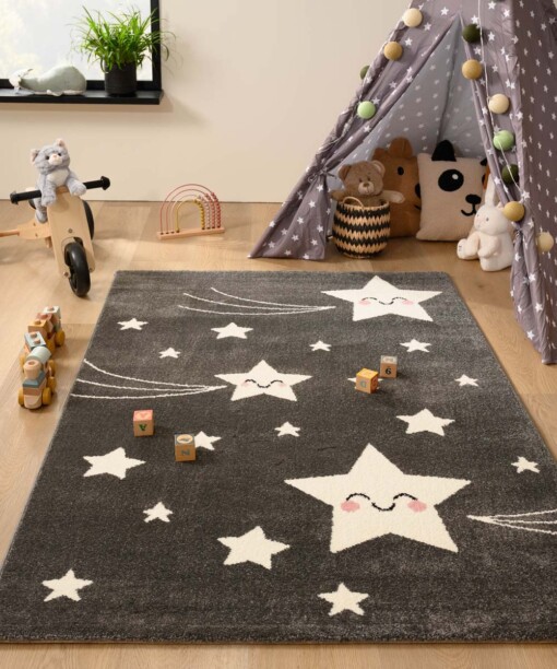 Tappeto per bambini Stelle - Adventures Grigio/Bianco