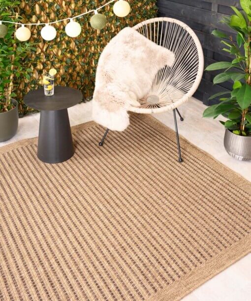 Tappeto da esterno effetto juta - Boho Stripe Beige/Marrone