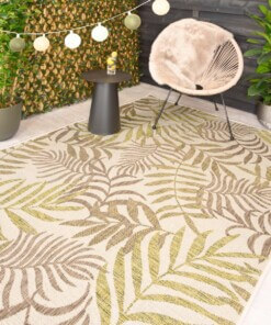 Tappeto da esterno Foglie di palma - Coastal Breeze Beige/Verde