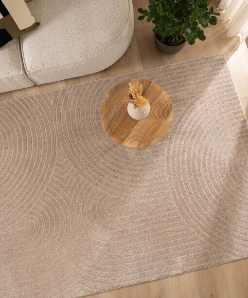 Tappeto stile scandinavo quadrato - Contour Curve Beige