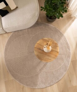 Tappeto stile scandinavo rotondo - Contour Circle Beige