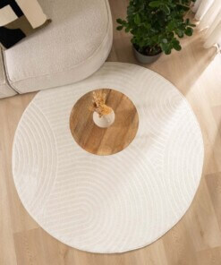 Tappeto stile scandinavo rotondo - Contour Curve Crema