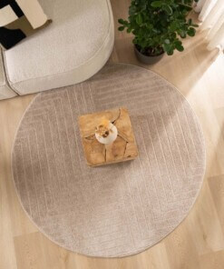 Tappeto stile scandinavo rotondo - Contour Edge Beige