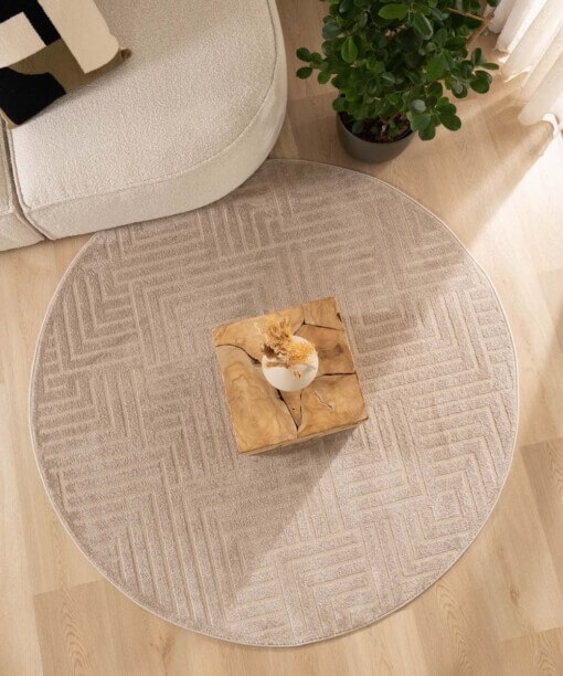 Tappeto stile scandinavo rotondo - Contour Gem Beige