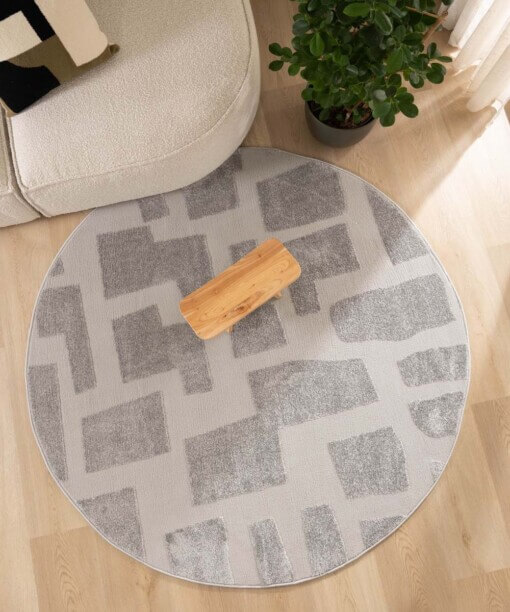 Tappeto stile scandinavo rotondo - Contour Stone Grigio