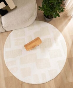 Tappeto stile scandinavo rotondo - Contour Stone Crema