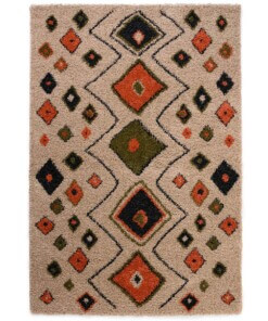 Tappeto Boho a pelo lungo Artisan - Beige/Multicolore