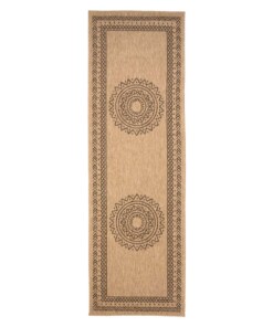 Tappeto da balcone effetto juta - Boho Mandala Beige/Nero - overzicht