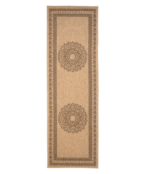 Tappeto da balcone effetto juta - Boho Mandala Beige/Nero - overzicht