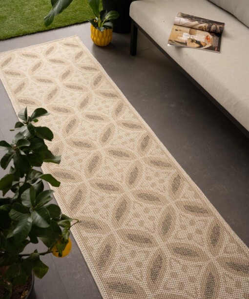 Tappeto da balcone effetto juta Sunny Circles - Beige - sfeer