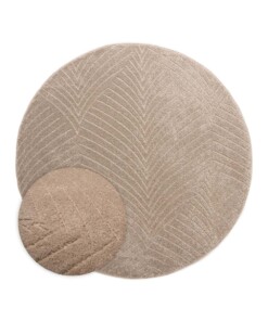 Tappeto stile scandinavo rotondo - Contour Leaf Beige - overzicht