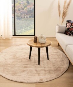 Tappeto rotondo in viscosa - Glamour Beige - sfeer