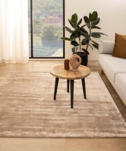 Tappeto quadrato in viscosa - Pearl Beige - sfeer