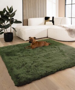 Tappeto soffice quadrato a pelo lungo - Comfy Deluxe Verde oliva